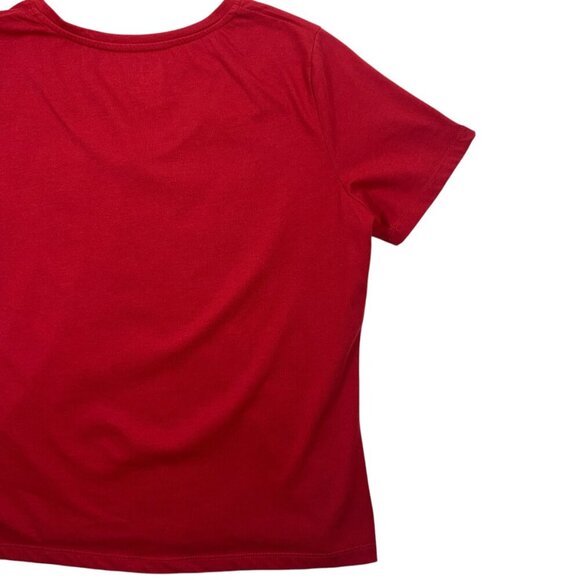 red v neck short sleeve t-shirt butterflies sz med  CAROLL REED - Picture 6 of 16